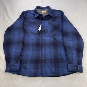 Wrangler Authentics Shacket Men XL Sherpa Lined Flannel Blue Plaid Pockets